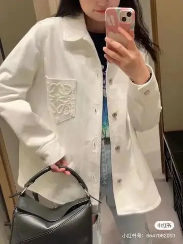 Loewe white anagram denim oversized shirt in Dubai